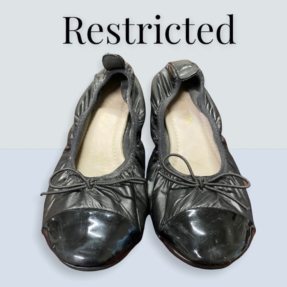 Restricted Black Bow Ballet Flats 7